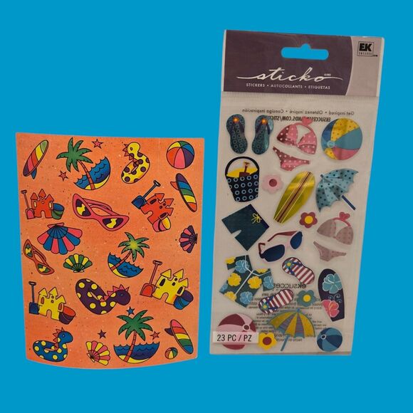 Two Sheets 1989 Vintage Lisa Frank Stickers Plus Polkadot Beach x1 & Hot Lips x1 - Picture 3 of 11